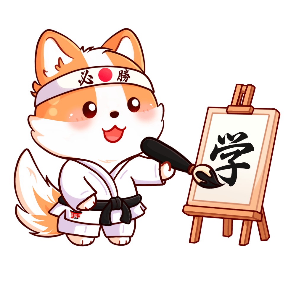 Coco-chan escribiendo caligrafía japonesa