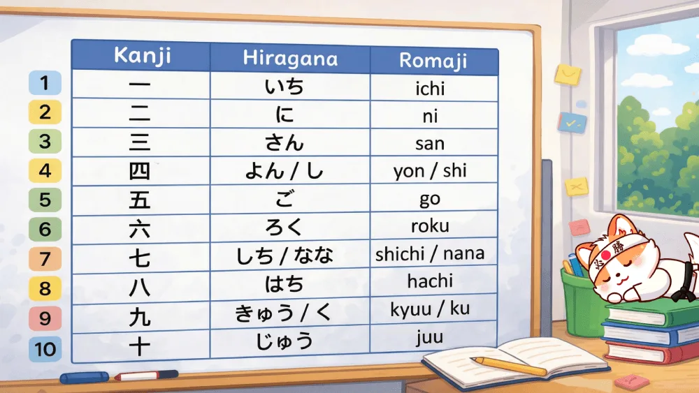 Tabla 10 numeros japones