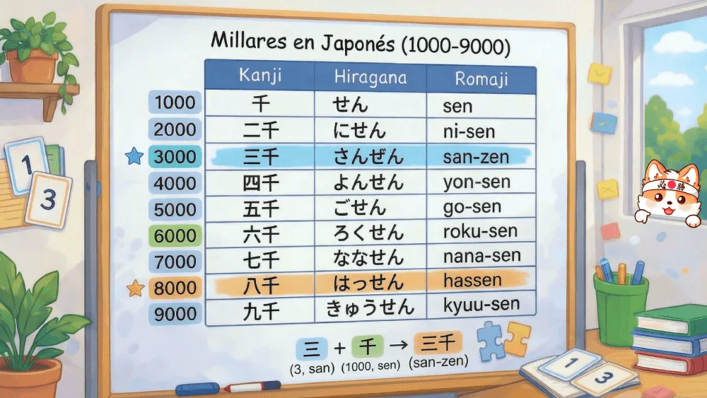 Tabla millares numeros japones